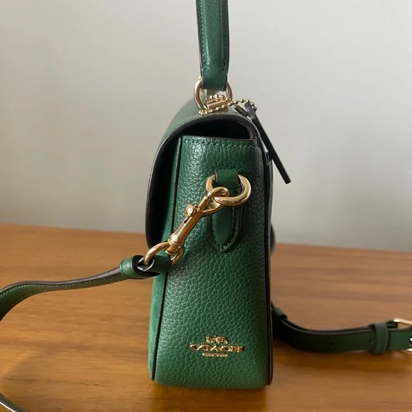 Coach Marlie Top Handle Satchel Kelly Green Leather & Suede - Picture 7 of 17